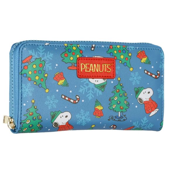 Peanuts Zip Around Wallet Snoopy and Woodstock Holiday Faux Leather Clutch NWT - Picture 2 of 5